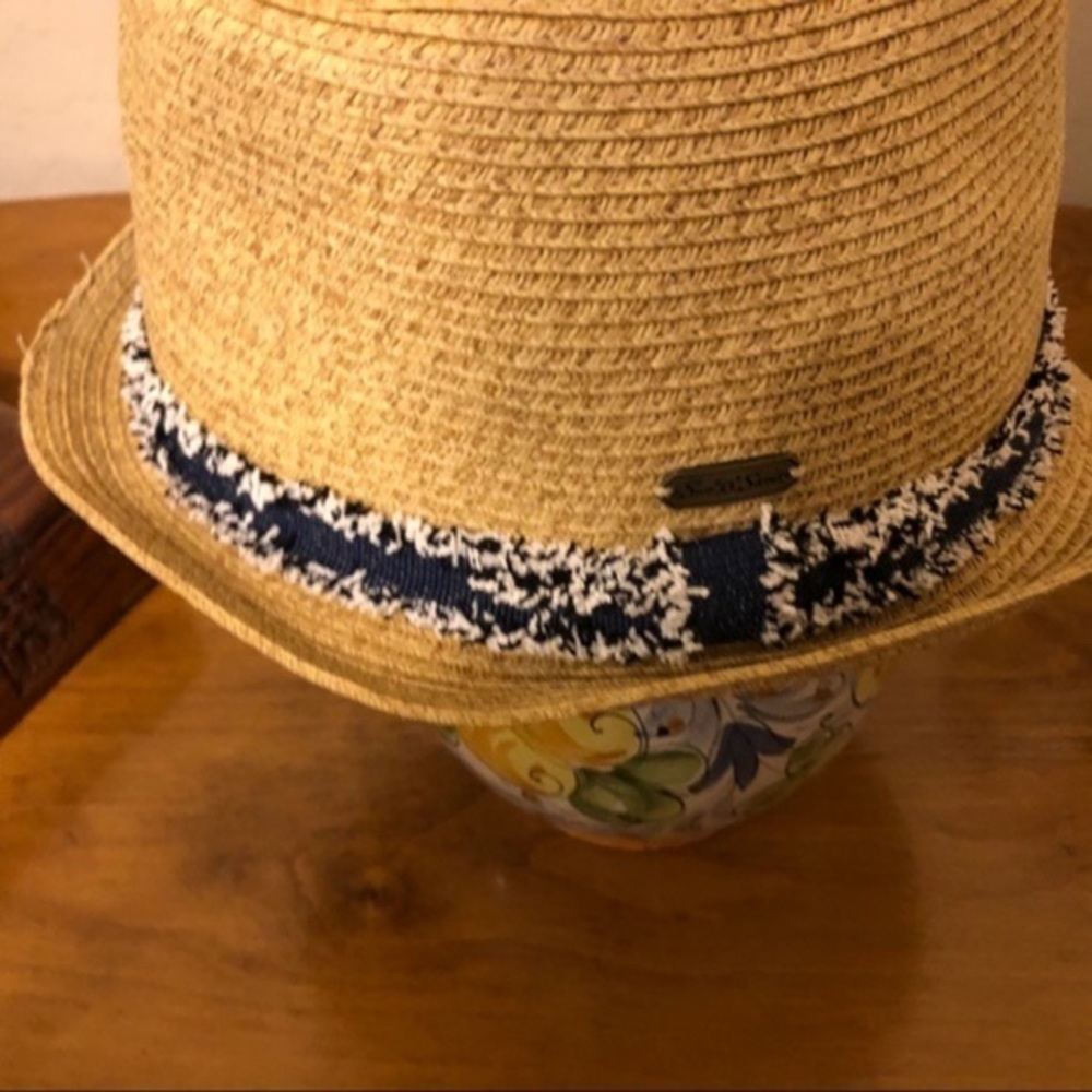Tan Fedora with Denim Trim